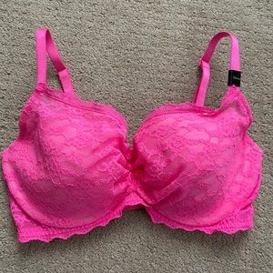 NWT PINK VS lace lined Demi bra 32DD